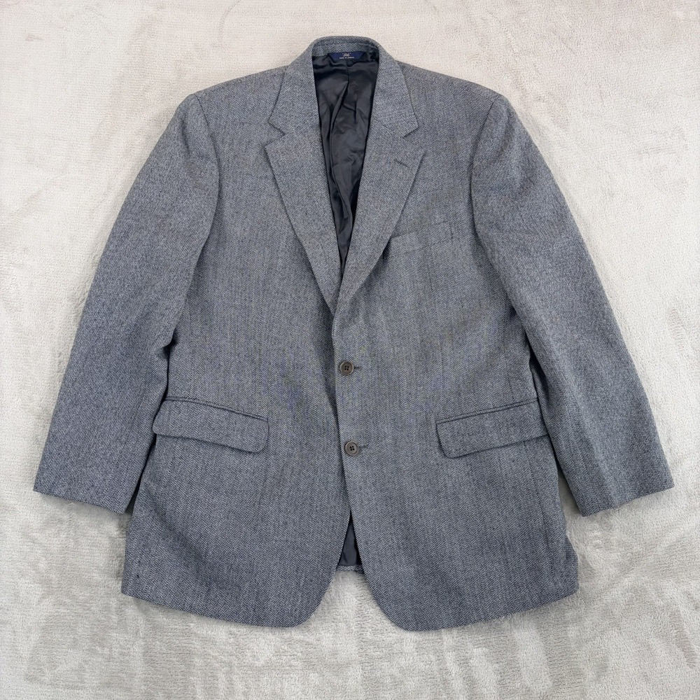 Vintage Brooks Brothers Sport Coat Blazer in Grey Herringbone Wool Men 43R